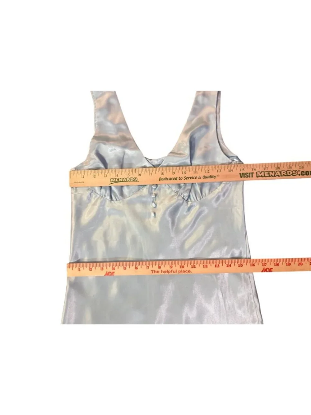 Vintage Kathryn Womens S Aqua Blue Satin Long Nightgown Sleeveless Used